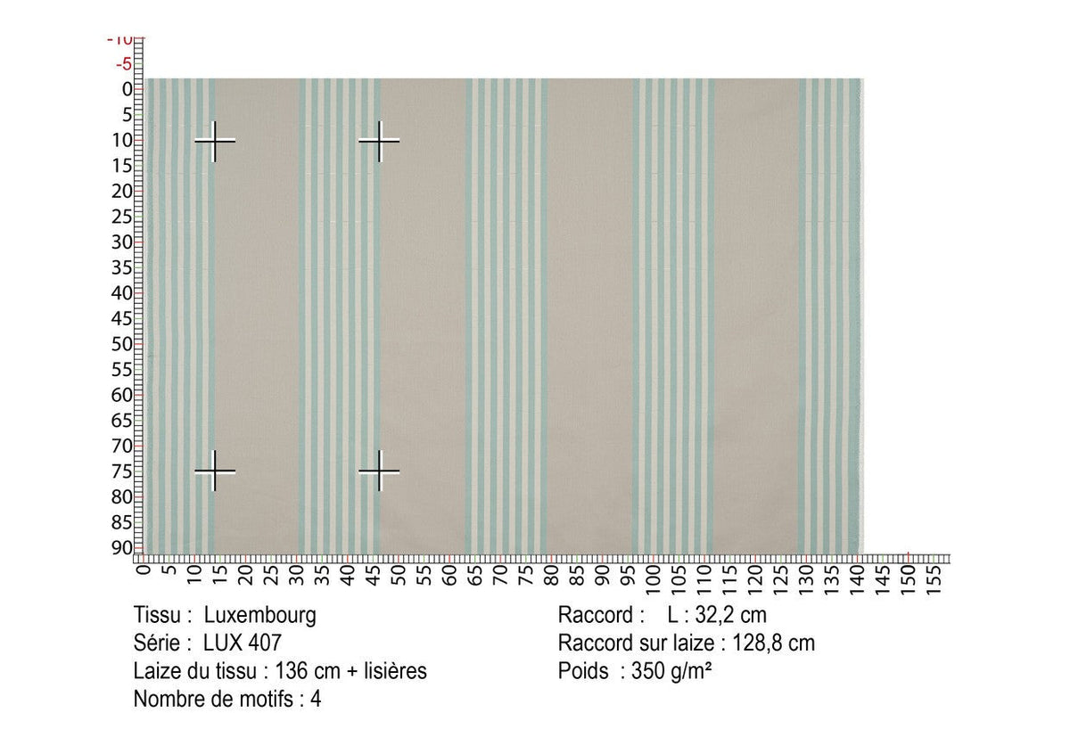 Luxembourg Bleu Glacier - coupe de tissu LUX407