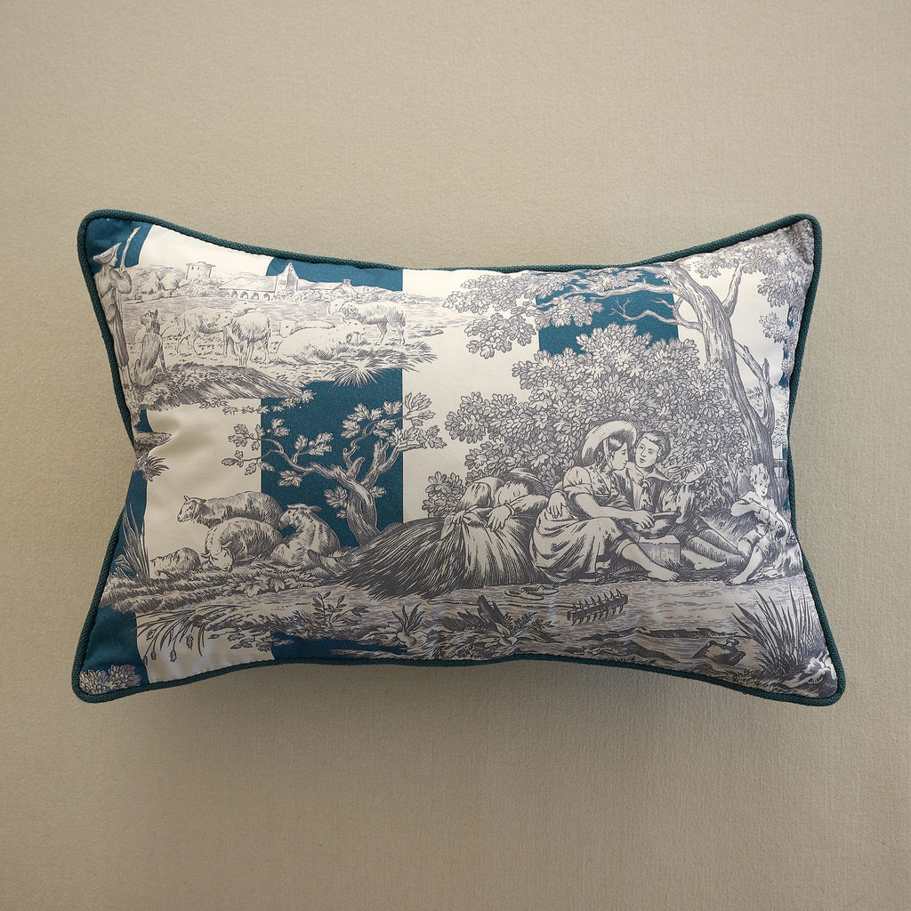 Housse de Coussin Rayure du Maine - Bleu phtalo/Canard