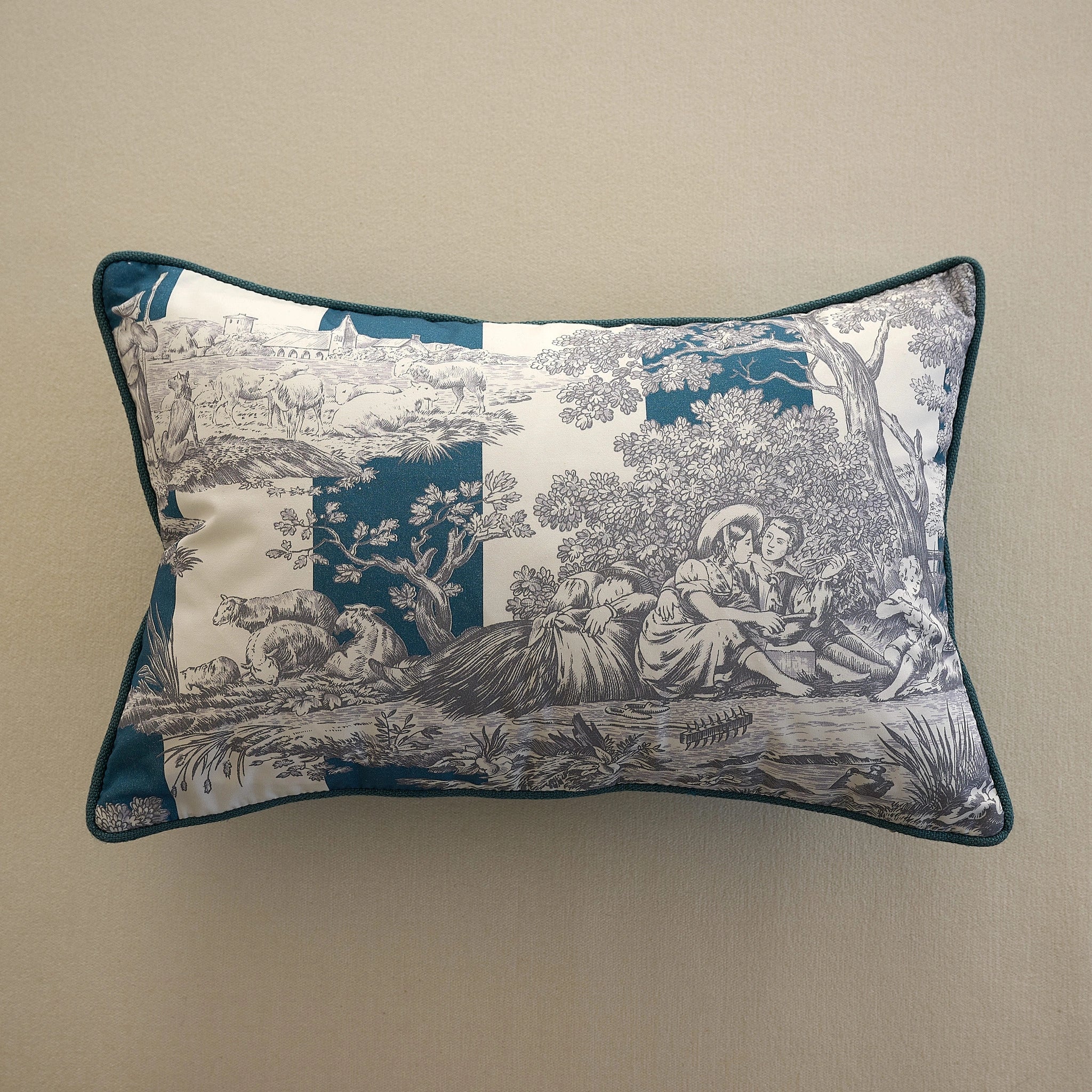Housse de Coussin Rayure du Maine - Bleu phtalo/Canard