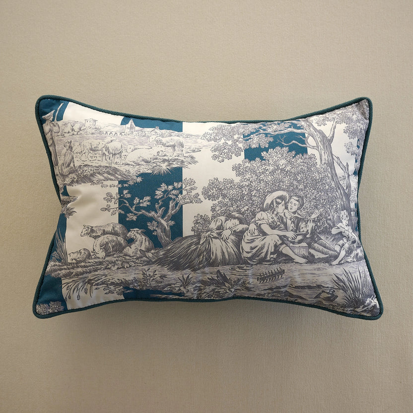 Housse de Coussin Rayure du Maine - Bleu phtalo/Canard