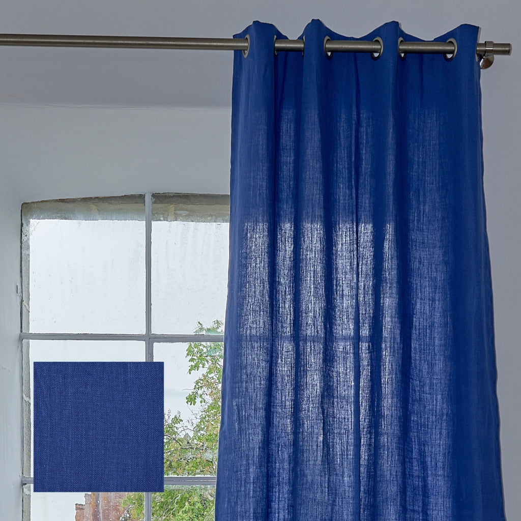 Rideau Liblur bleu indigo à oeillets nickel mat